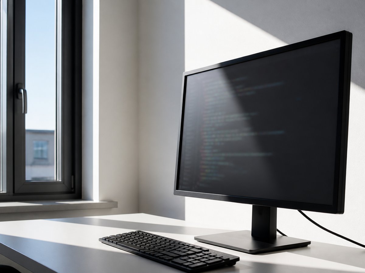 Bildschirmarbeitsplatz mit Monitor und Tastatur